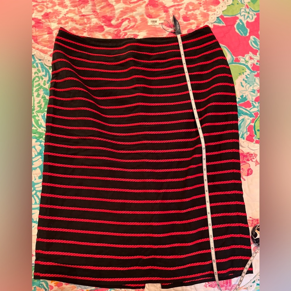 Ann Taylor nautical red striped pencil skirt